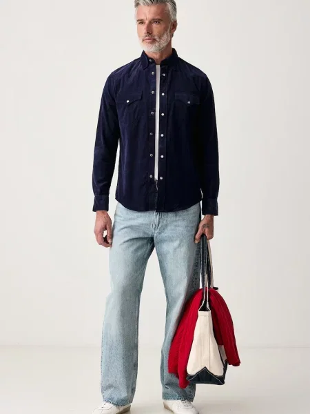 Tommy Hilfiger Cămașă Western Corduroy Bleumarin