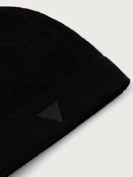 Guess czapka beanie z wełną czarna