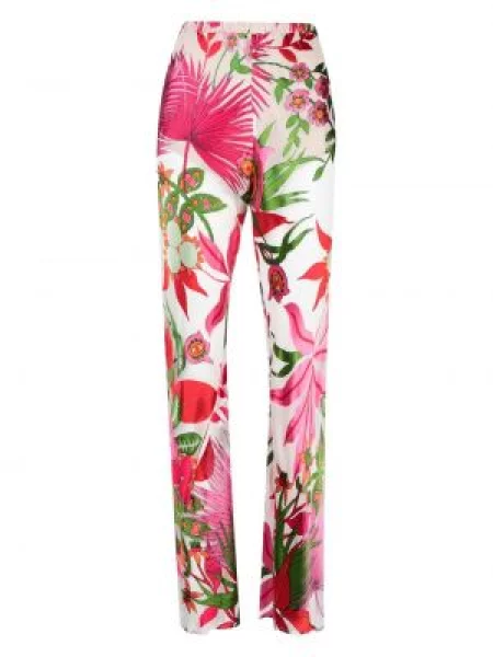 Pantaloni Cult Gaia cu model floral cu imagine alb