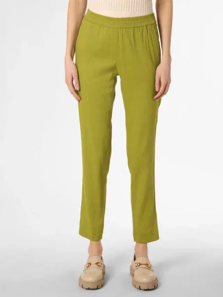 Marc Cain Collections Spodnie z dodatkiem lnu Kobiety len zielony jednolity 36