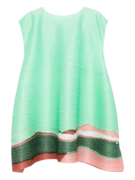 Tunică Pleats Please Issey Miyake plisată verde