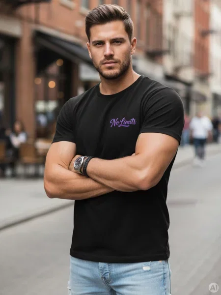T-shirt z nadrukiem No Limits casual Dstreet czarny