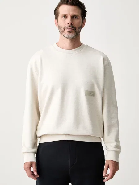 BOSS Green hanorac pentru bărbați cu SW_Crewneck bej