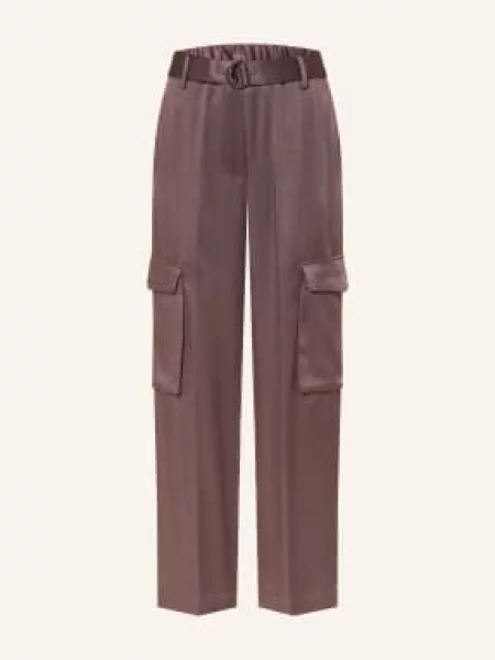 Antonelli Firenze Spodnie Cargo Z Satyny lila