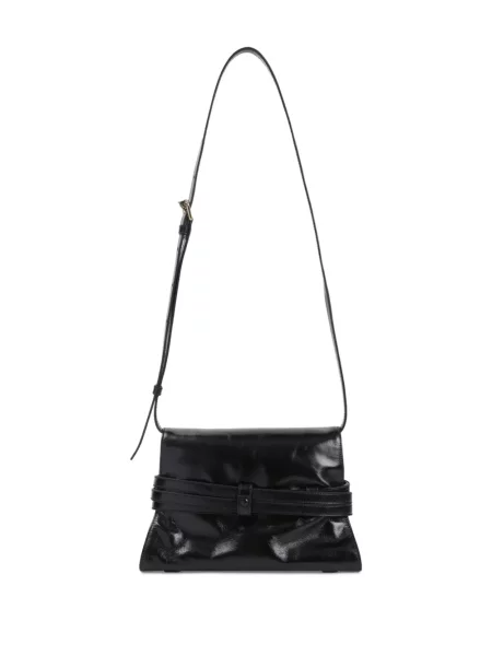 Geanta de piele Moschino din piele cu cataramă negru