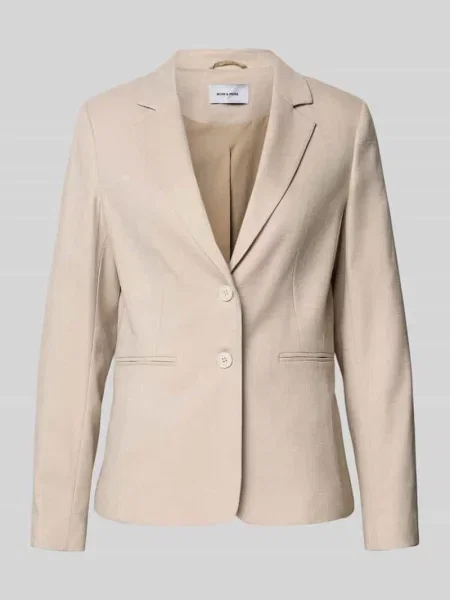 Żakiet o kroju slim fit z kołnierzem z połami i z wypustkami More & More beżowa
