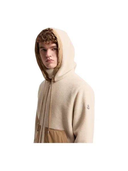Bluza z kapturem Moncler z kapturem beżowa