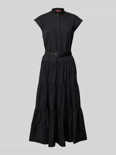 Długa sukienka ze stójką model ‘BAIRO’ Max Mara Studio czarna