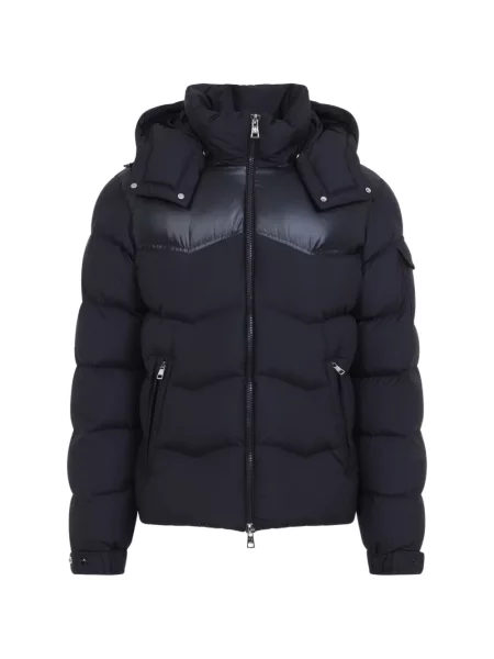 Geacă cu puf Moncler cu glugă albastru