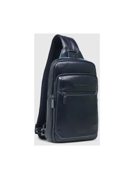 Torba crossbody Piquadro skórzana niebieska