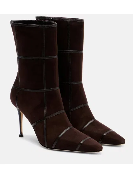 Cizme scurte Manolo Blahnik din piele de căprioară maro