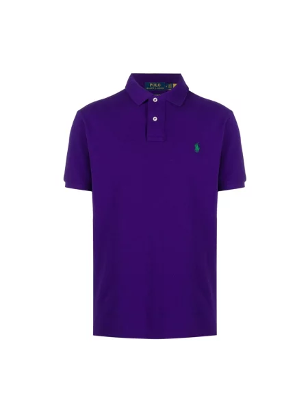 Haftowana koszulka polo Polo Ralph Lauren fioletowa