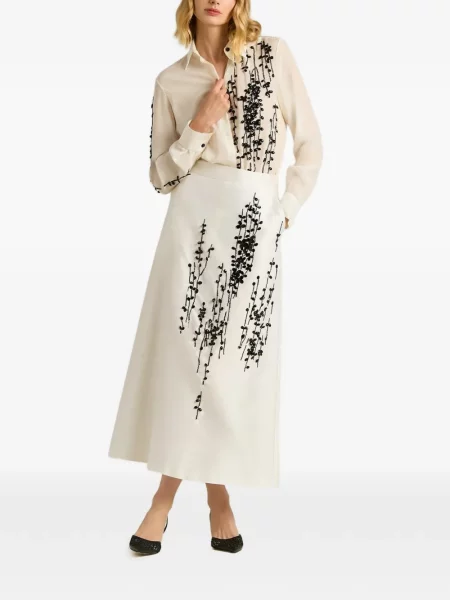Fustă midi Kiton din satin alb