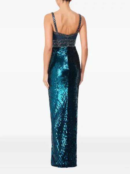 Rochie maxi Jenny Packham cu paiete de costum albastru