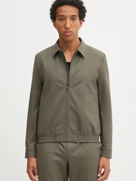 HUGO geacă de lână de tranziție verde