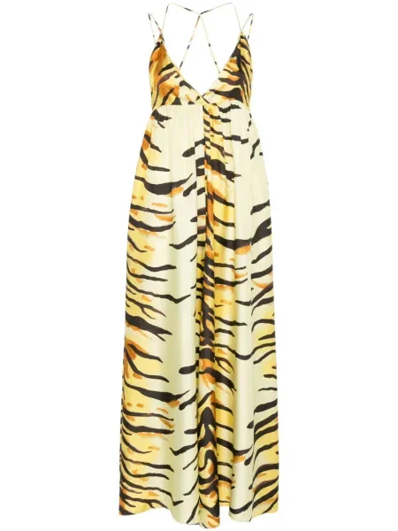 Sukienka maxi Nanushka z nadrukiem w zebrę garniturowa żółta