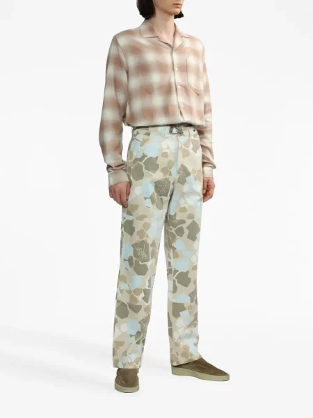 Haftowana koszula Rhude w kratkę brązowa
