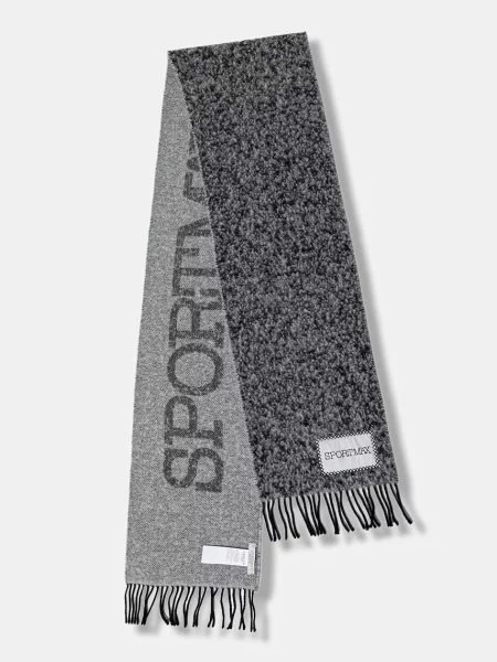 Sportmax fular cu lână LIRICHE cu model negru