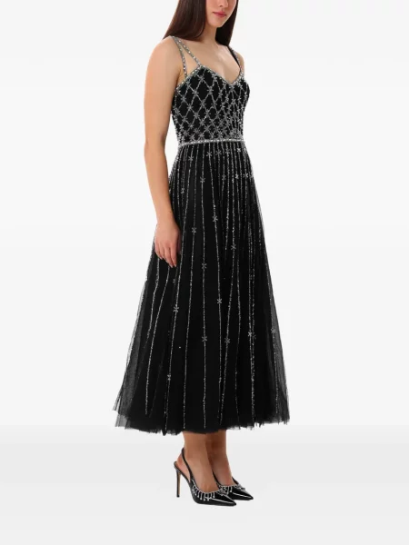 Rochie midi Dina Melwani de cristal negru