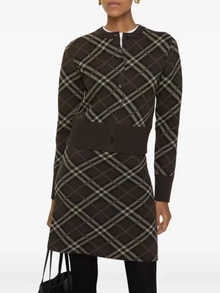 Cardigan Burberry din cașmir în carouri maro