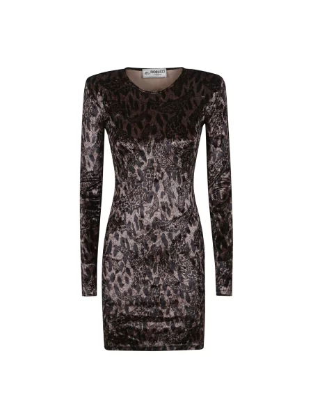 Fiorucci Sukienki Kobieta L Welurkowe Mini z Nadrukiem Banimalier i Wypełnieniem brązowy