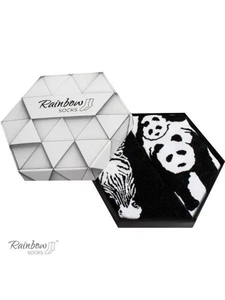 Чорапи Zooksy/rainbow Socks с принт с животински шарки бяло