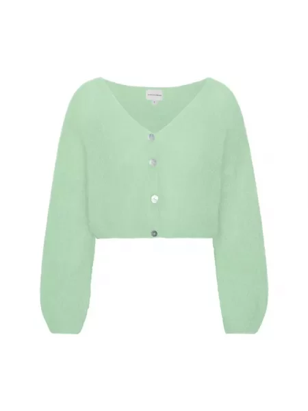 Moherowy kardigan American Dreams o krotszym kroju zielony