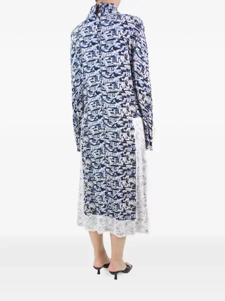 Rochie midi Rowen Rose din dantelă albastru