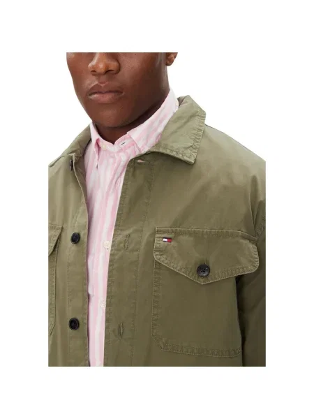 Cămașă Tommy Hilfiger din țesătură twill verde