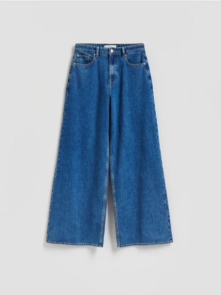 Reserved Jeansy wide leg niebieski