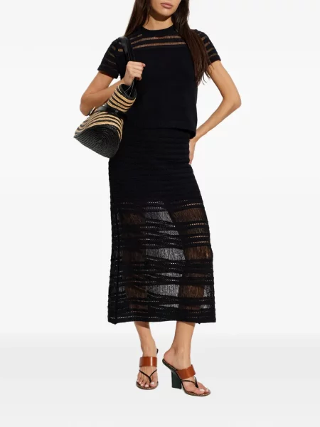 Fustă Rag & Bone cu franjuri tricotate negru