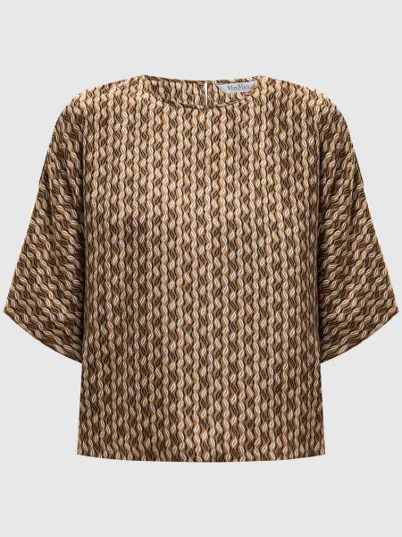 Блуза NORDICA із шовку в принт Max Mara коричнева
