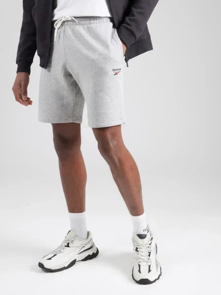 Pánske tréningové šortky Reebok Identity Small Logo Fleece medium grey heather/vector red sivá