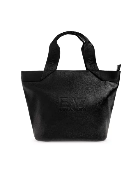 Torebka Ea7 Emporio Armani skórzana z logo czarna