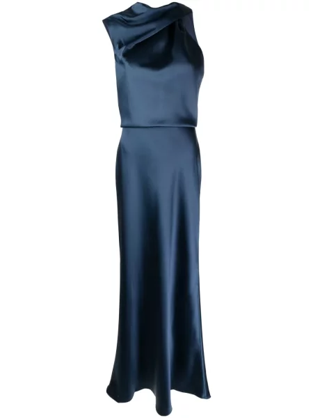 Rochie Amsale din satin drapată albastru