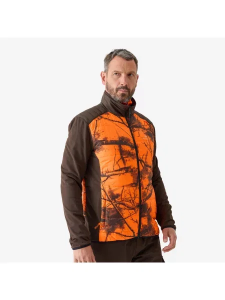 Kurtka hybrydowa Solognac camo Treemetic fluo pomarańczowa