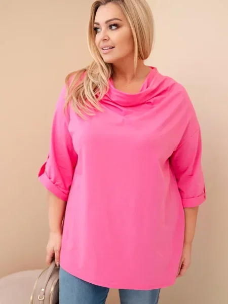 Bluza Kesi Włoski s V-izrezom ružičasta