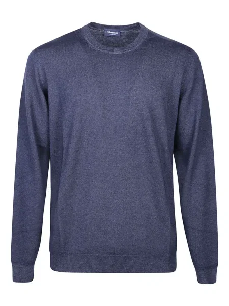 Pulover Drumohr de lână cu decolteu rotund albastru