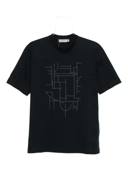 Tricou Canali cu imagine cu imprimeu geometric albastru