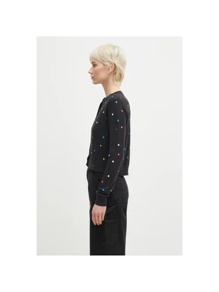 Fiorucci kardigan wełniany Confetti Dot Print Logo czarny