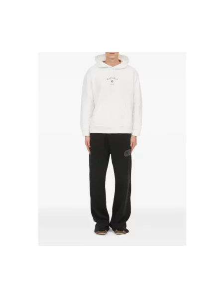 Bluza z kapturem Mm6 Maison Margiela z kapturem z nadrukiem biała