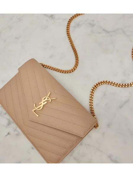 Colier Saint Laurent din piele bej