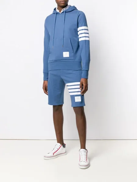 Ριγέ hoodie Thom Browne με αυτόγραφο μπλε
