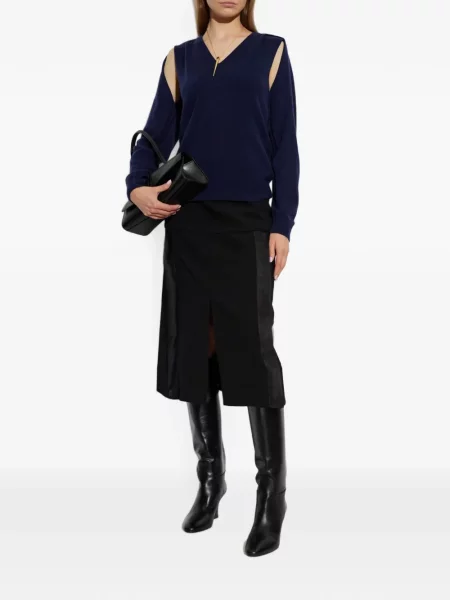 Pulover Jil Sander cu decolteu în V albastru