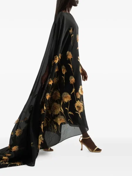 Rochie Taller Marmo cu model floral cu un umăr gol negru