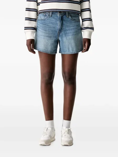 Decupat pantaloni scurți din denim Levi's® zdrențuiți cu talie înaltă albastru