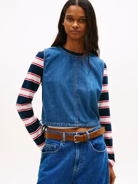 Tommy Jeans Bluzka dżinsowa Kobiety S niebieski