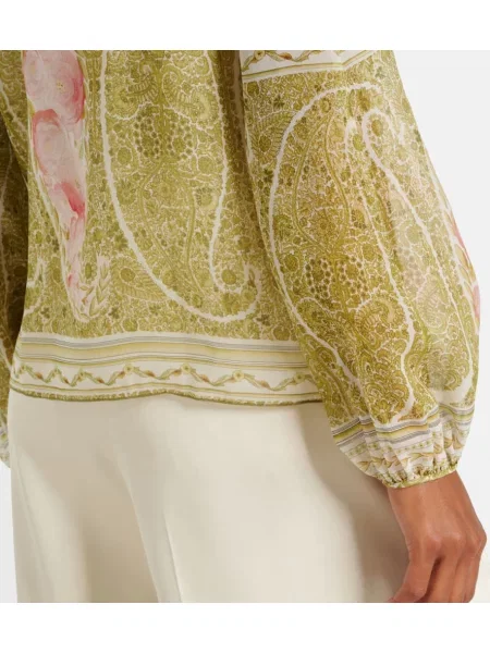 Bluză Giambattista Valli de mătase cu imagine verde