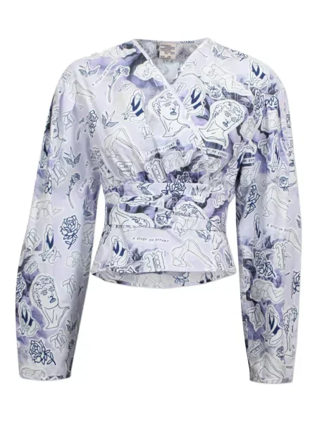 Bluzka Baum Und Pferdgarten z nadrukiem kopertowa niebieska