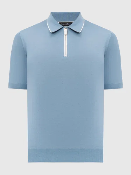 Шелковое поло Stefano Ricci голубое